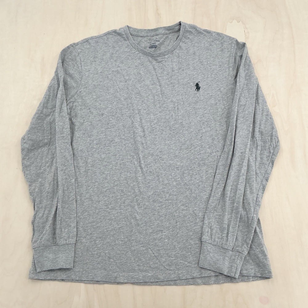 Polo Ralph Lauren Long Sleeve T-Shirt Mens Medium Grey Cotton Pony Logo Preppy